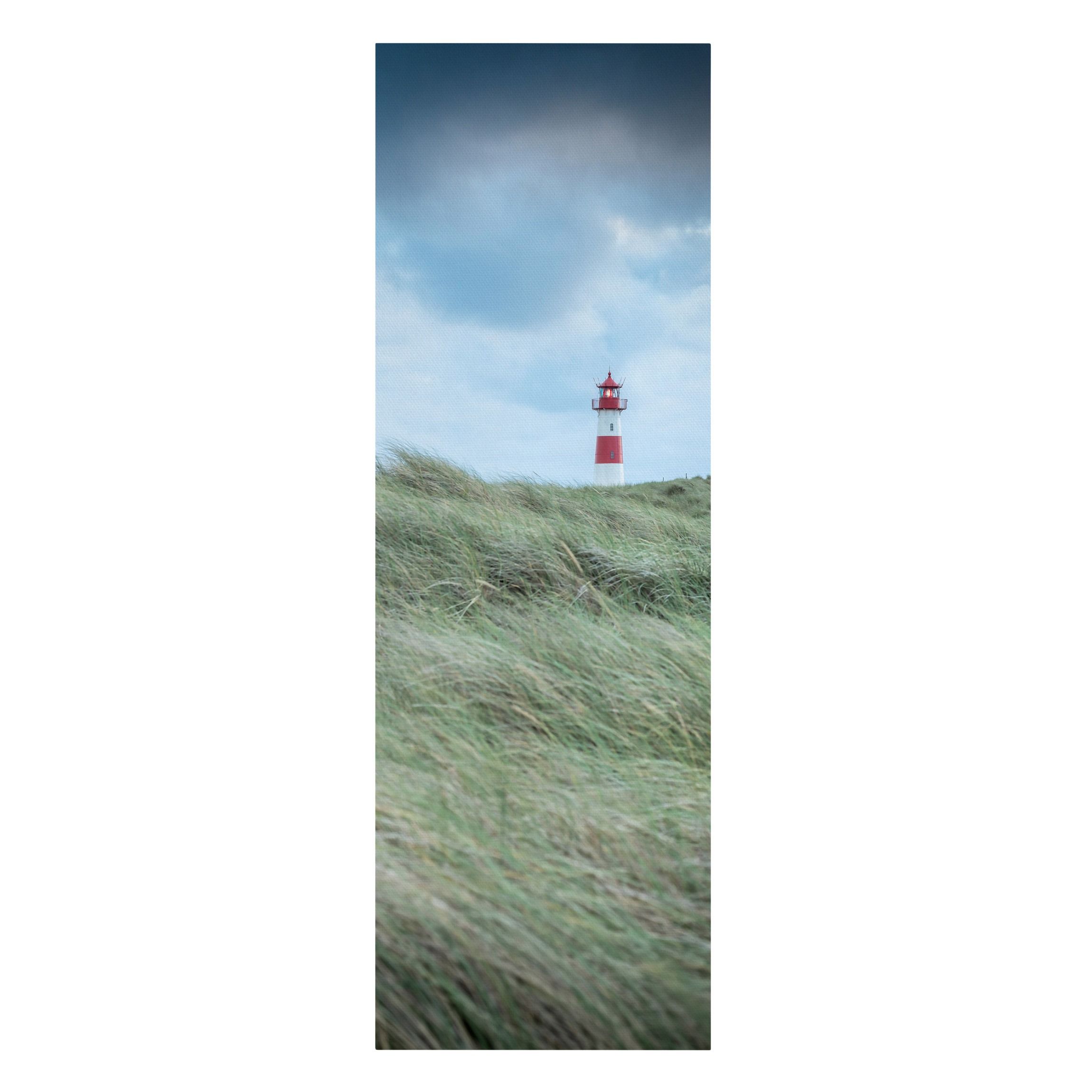 | Leuchtturm 1:3 Zeiten am WALLART Stürmische Hochformat im Leinwandbild