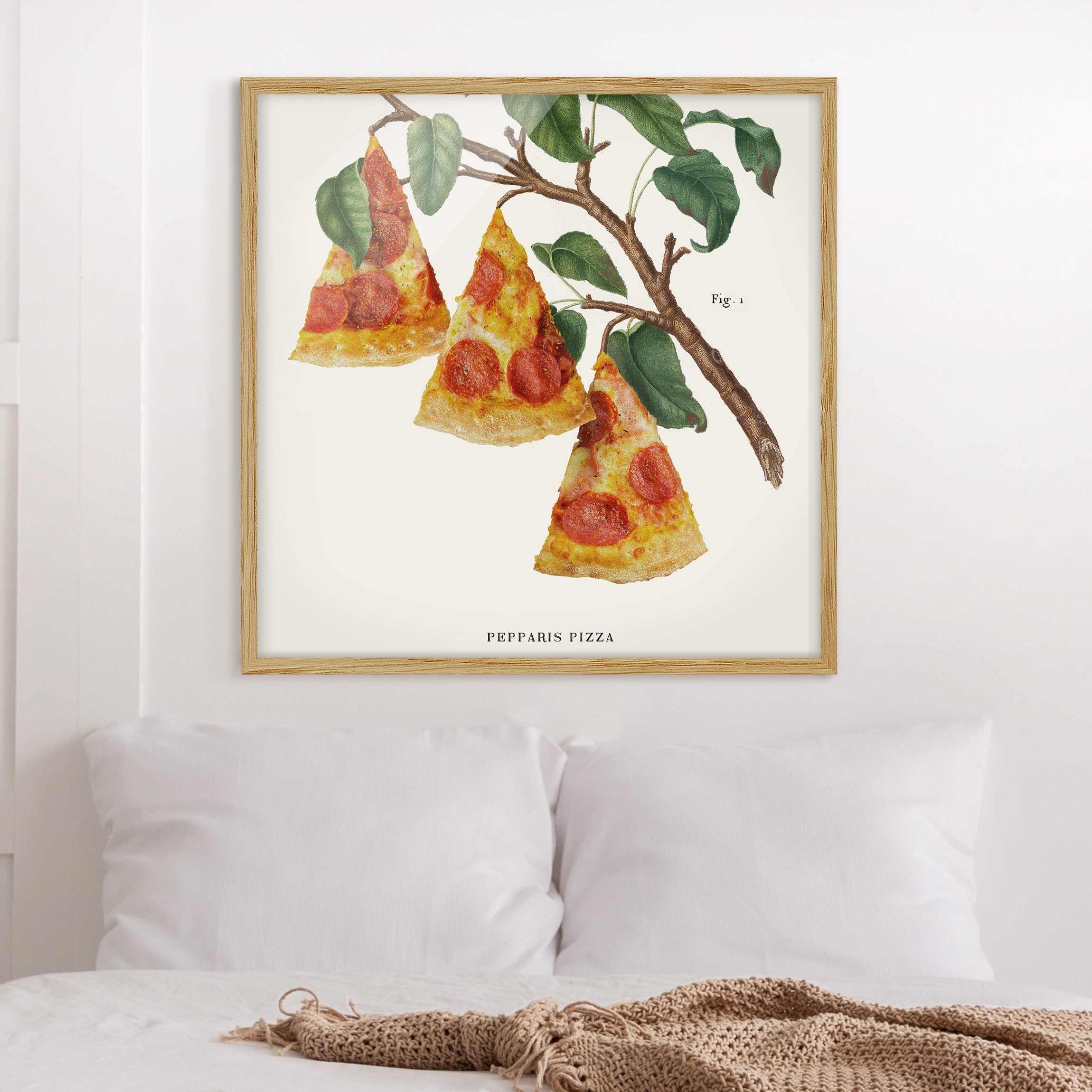 WALLART | Rahmenfarbe Bild mit Pflanze Rahmen | - Pizza wählbar Vintage