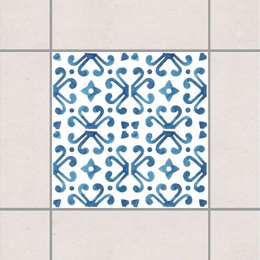 Fliesenaufkleber - Blau Weiß Muster Serie No.7