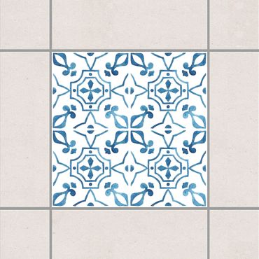 Fliesenaufkleber - Blau Weiß Muster Serie No.9