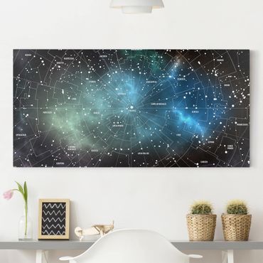 Leinwandbild - Sternbilder Karte Galaxienebel - Quer 2:1