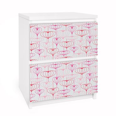 Möbelfolie für IKEA Malm Kommode - Selbstklebefolie Herz Muster