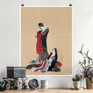 Poster - Katsushika Hokusai - Zwei Kurtisanen - Hochformat 3:4