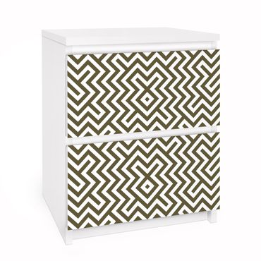 Möbelfolie für IKEA Malm Kommode - Selbstklebefolie Geometrisches Design Braun