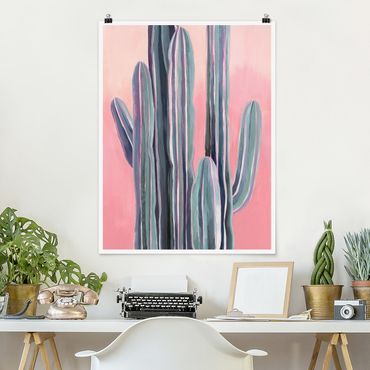Poster - Kaktus auf Rosa I - Hochformat 4:3
