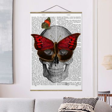 Stoffbild mit Posterleisten - Grusellektüre - Schmetterlingsmaske - Hochformat 2:3