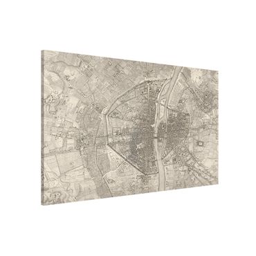 Magnettafel - Vintage Karte Paris - Hochformat 3:2