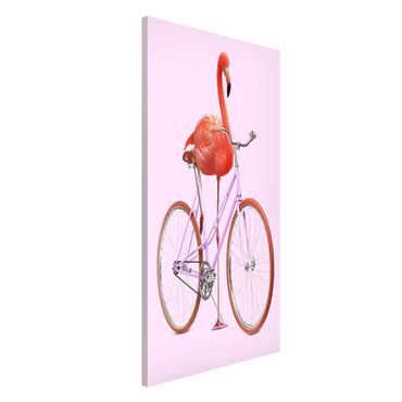 Magnettafel - Jonas Loose - Flamingo mit Fahrrad - Memoboard Hochformat 4:3
