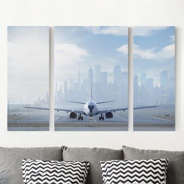 Leinwandbild 3-teilig - Flugzeug vor dem Start - Triptychon