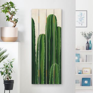 Holzbild - Lieblingspflanzen - Kaktus - Hochformat 5:2