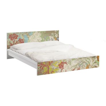 Möbelfolie für IKEA Malm Bett niedrig 160x200cm - Klebefolie Blüten vergangener Zeit