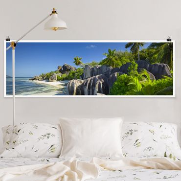 Poster - Traumstrand Seychellen - Panorama Querformat