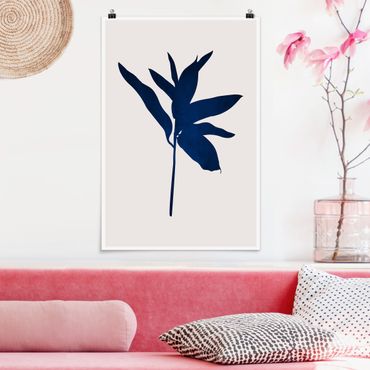 Poster - Grafische Pflanzenwelt - Blau - Hochformat 3:2