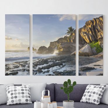 Leinwandbild 3-teilig - Sonnenuntergang im Inselparadies - Triptychon