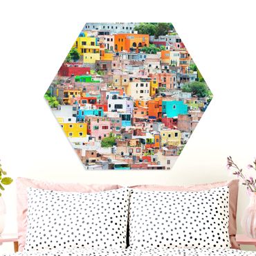 Hexagon Bild Forex - Farbige Häuserfront Guanajuato