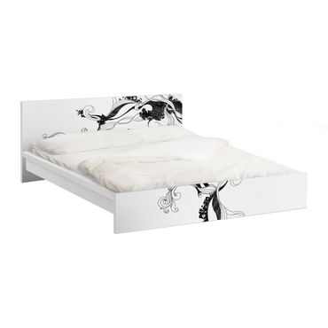 Möbelfolie für IKEA Malm Bett niedrig 140x200cm - Klebefolie Ranke in Tusche