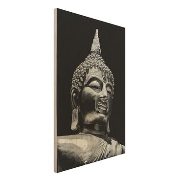 Holzbild - Buddha Statue Gesicht - Hochformat 3:2