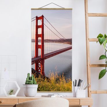 Stoffbild mit Posterleisten - Golden Gate Bridge in San Francisco - Hochformat 1:2