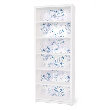 Möbelfolie für IKEA Billy Regal - Klebefolie Blaues Fantasiemuster