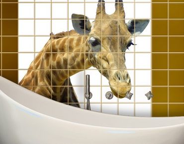 Fliesenbild - Neugierige Giraffe