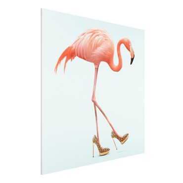 Forex Fine Art Print - Jonas Loose - Flamingo mit High Heels - Quadrat 1:1