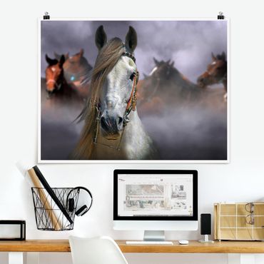 Poster - Horses in the Dust - Querformat 3:4