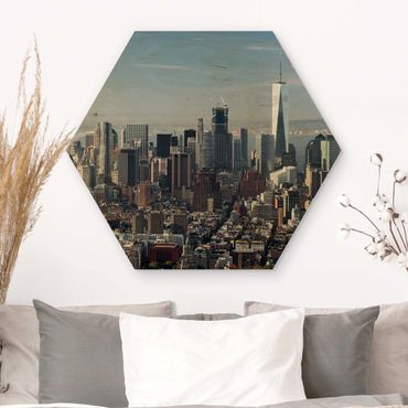 Hexagon Bild Holz - Blick vom Empire State Building