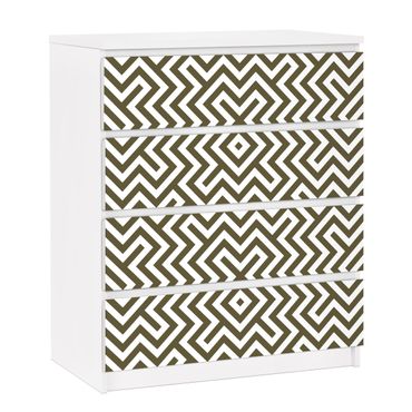 Möbelfolie für IKEA Malm Kommode - selbstklebende Folie Geometrisches Design Braun