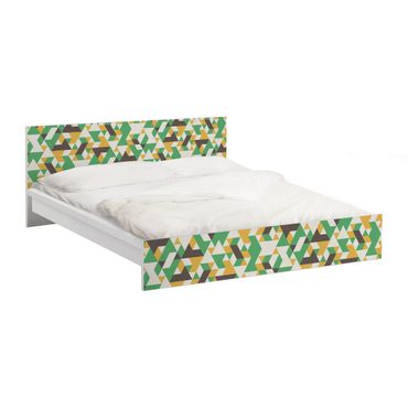Möbelfolie für IKEA Malm Bett niedrig 160x200cm - Klebefolie No.RY34 Green Triangles