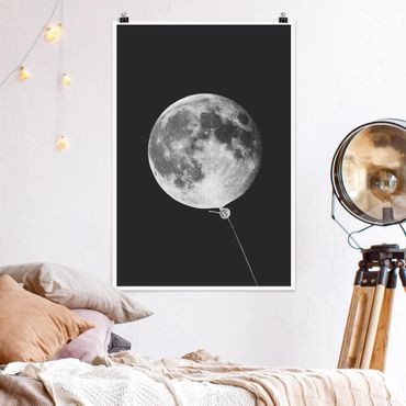 Poster - Jonas Loose - Luftballon mit Mond - Hochformat 3:2