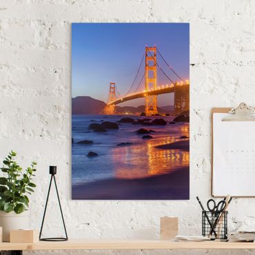 Leinwandbild - Golden Gate Bridge am Abend - Hochformat 2:3