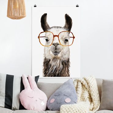 Poster - Hippes Lama mit Brille IV - Hochformat 3:2