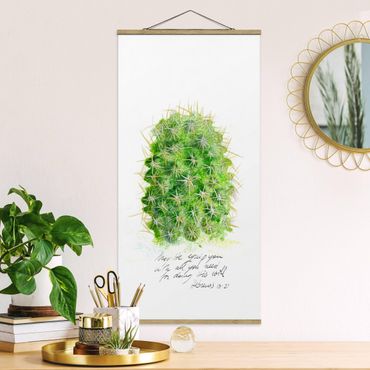 Stoffbild mit Posterleisten - Kaktus mit Bibelvers I - Hochformat 1:2