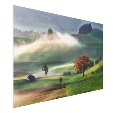 Forex Fine Art Print - Nebliger Herbsttag Schweiz - Querformat 2:3