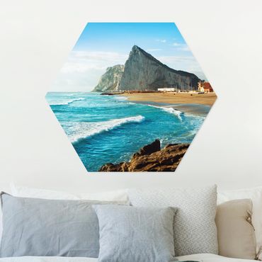 Hexagon Bild Alu-Dibond - Gibraltar am Meer
