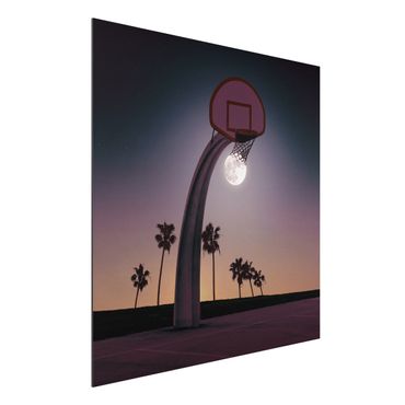 Aluminium Print - Jonas Loose - Basketball mit Mond - Quadrat 1:1