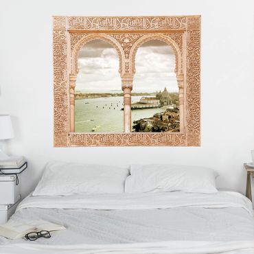 3D Wandtattoo - Verziertes Fenster Lagune von Venedig