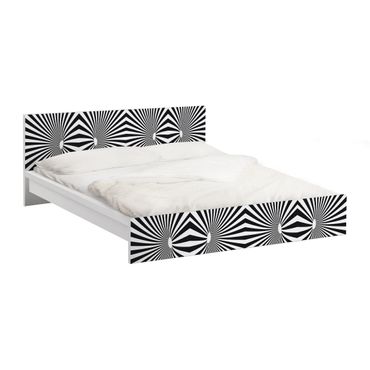 Möbelfolie für IKEA Malm Bett niedrig 180x200cm - Klebefolie Psychedelisches Schwarzweiß Muster