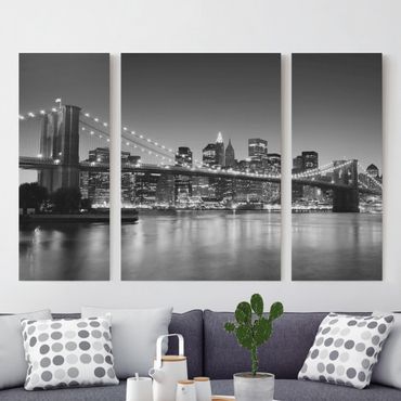 Leinwandbild 3-teilig - Brooklyn Brücke in New York II - Triptychon