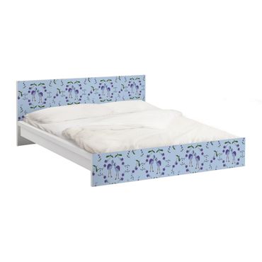 Möbelfolie für IKEA Malm Bett niedrig 160x200cm - Klebefolie Mille Fleurs Musterdesign Blau