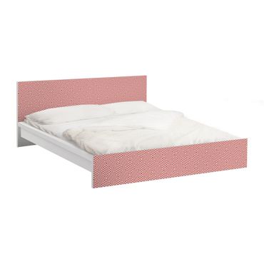 Möbelfolie für IKEA Malm Bett niedrig 180x200cm - Klebefolie Rotes Geometrisches Streifenmuster