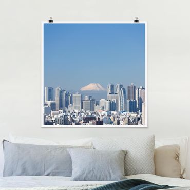 Poster - Tokio vor dem Fuji - Quadrat 1:1
