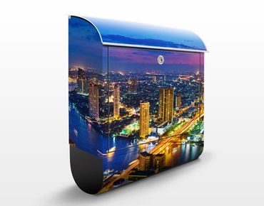 Briefkasten mit Zeitungsfach - Bangkok Skyline - Wandbriefkasten