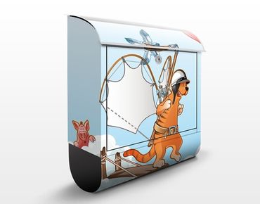 Wandbriefkasten - Fliegender Bauernhof Katze unterwegs - Briefkasten Bunt