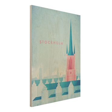 Holzbild - Reiseposter - Stockholm - Hochformat 4:3