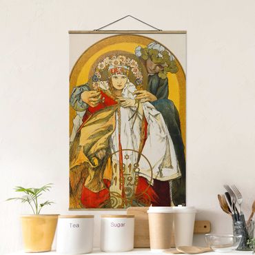 Stoffbild mit Posterleisten - Alfons Mucha - Plakat Tschechoslowakischen Republik - Hochformat 2:3