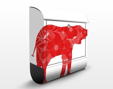 Briefkasten mit Zeitungsfach - Red Decostyle Elephant - Briefkasten mit Tiermotiv