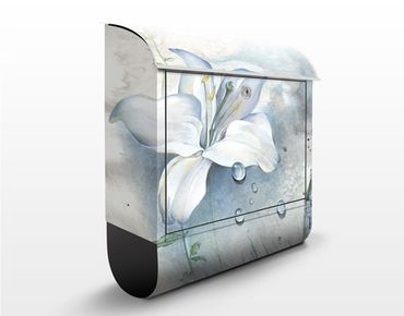 Briefkasten mit Zeitungsfach - Tränen einer Lilie - Briefkasten Blumen