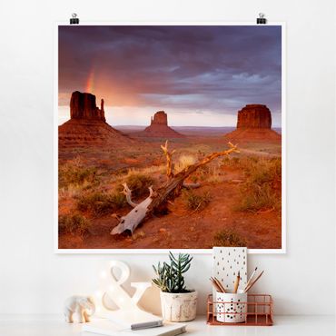 Poster - Monument Valley bei Sonnenuntergang - Quadrat 1:1