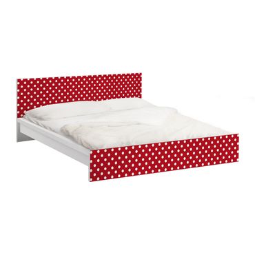Möbelfolie für IKEA Malm Bett niedrig 180x200cm - Klebefolie No.DS92 Punktdesign Girly Rot